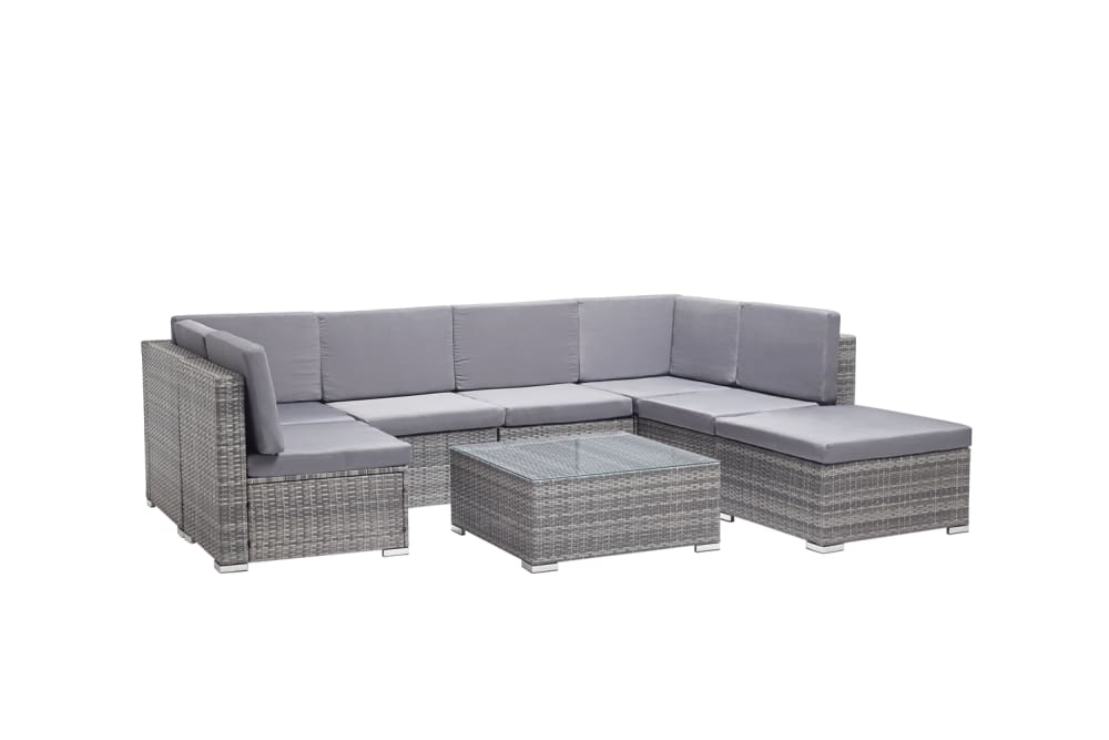 Salotto da giardino basso 8 posti in resina e acciaio grigio