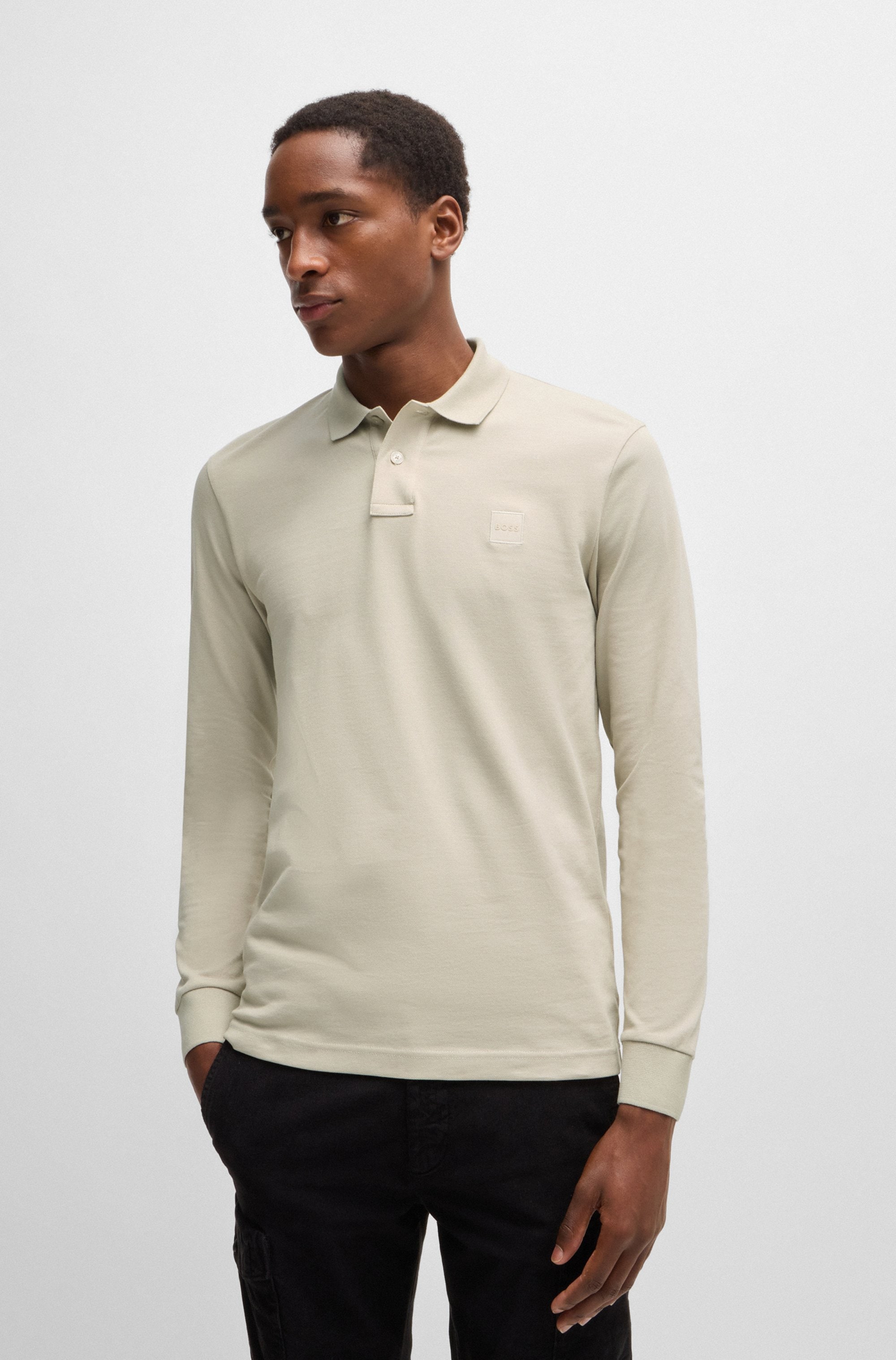 Poloshirt BOSS ORANGE "Passerby", Herren, Gr. 5XL, beige (light beige271), Jersey, Obermaterial: 95% Baumwolle, 5% Elasthan, unifarben, körpernah hüftbedeckend, hoch geschlossener Ausschnitt, eingesetzt elastischer Bund, Shirts, mit BOSS-Logobadge