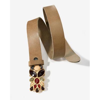 Boston Proper - Mushroom Neutral - Catania -Colored Gem Buckle Belt - Large