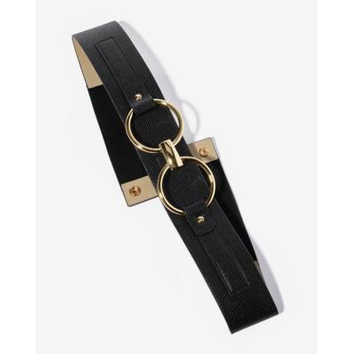 Boston Proper - Black - Elastic Waist Belt with Gold Hardware - XS/Small