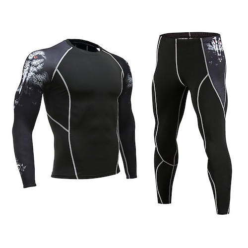 Herren Trainingsanzug Jogginganzug 2 teilig Elastischer Bund Farbblock Laufshirt mit Laufhose Sportbekleidungsset Frühling Schwarz Gelb Fitnesstraining Joggen Laufen Schnelltrocknend Atmungsaktiv Image