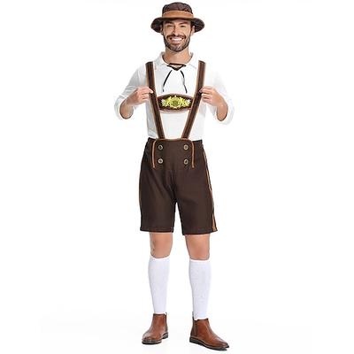 Karneval Oktoberfestbier Internationales Bierfest Kostüm Lederhosen Bayerisch Deutsch München Wiesn Herren Stoff im traditionellen Stil Bluse Shorts Image