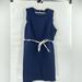 J. Crew Dresses | J. Crew Tie Waist Blue Sheath Dress Fringe Sleeve 24 Nwt | Color: Blue | Size: 24