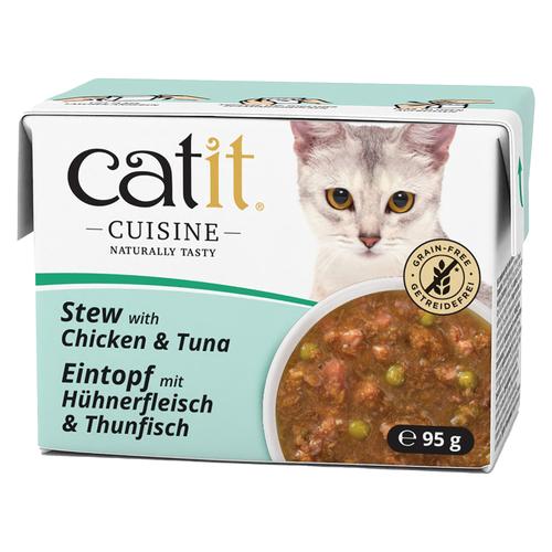 24x95g Catit Cuisine Eintopf Huhn mit Thunfisch Katzenfutter nass