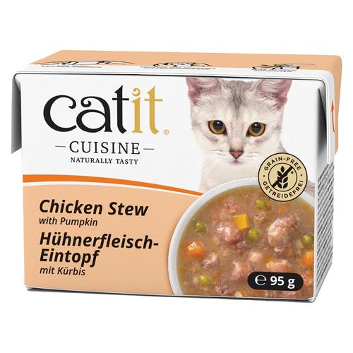 12x95g Catit Cuisine Eintopf Huhn mit Kürbis Katzenfutter nass