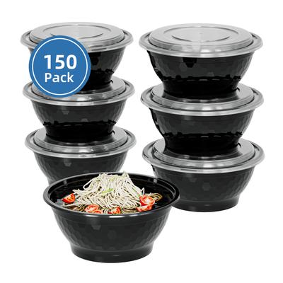 TEMU 150-pack Large Disposable Meal Prep Bowls Containers, 38/42/48oz - Plastic Bowls With Lids For Soup, Salad - Reusable Food Storage Container - Bpa Free, Microwave/dishwasher/freezer Safe