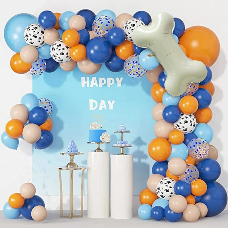 121 pezzi palloncini con zampa di cane e palloncini in osso palloncini di compleanno kit arco ghirlanda per ragazzi ragazze decorazioni per feste di compleanno a tema Bluey