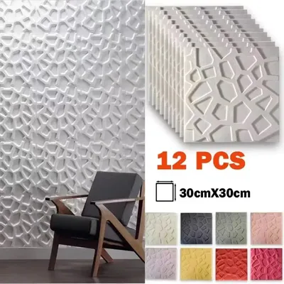 12 stücke 3D Wand Aufkleber Wohnzimmer TV Hintergrund Wand Selbst-klebe Wasser Cube Grid Weiche Image