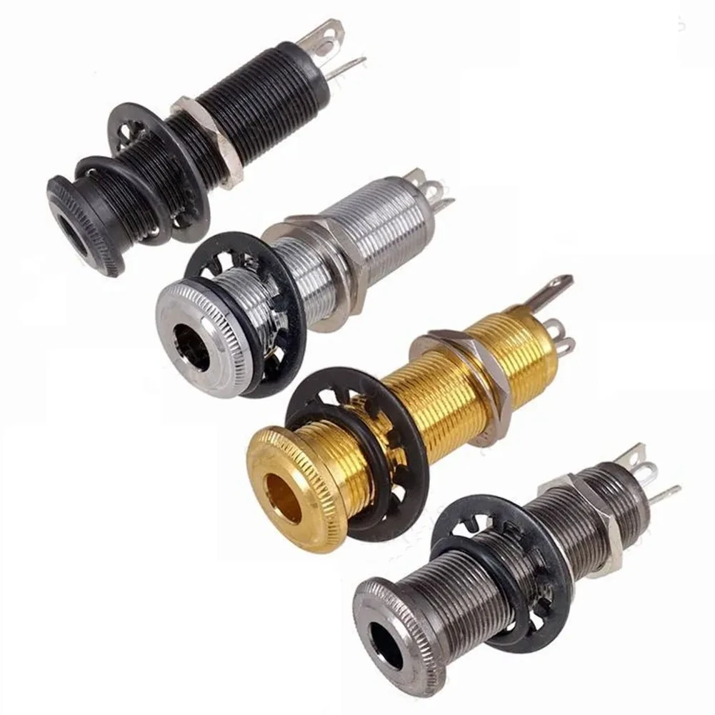 E-Gitarre Bass Teile 6,35mm Stereo Ausgang Eingang 1/4 Zoll Jack Buchse Stecker Messing Gerade Gerippte Rohr Stil Jack Anti-laute Image