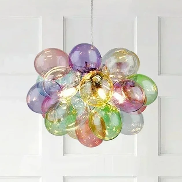 Farbige Glaskugel Blase Kronleuchter Ballon Kinder Kronleuchter Nordic Design Wohnzimmer Schlafzimmer Wohnkultur Pendelleuchte Glanz