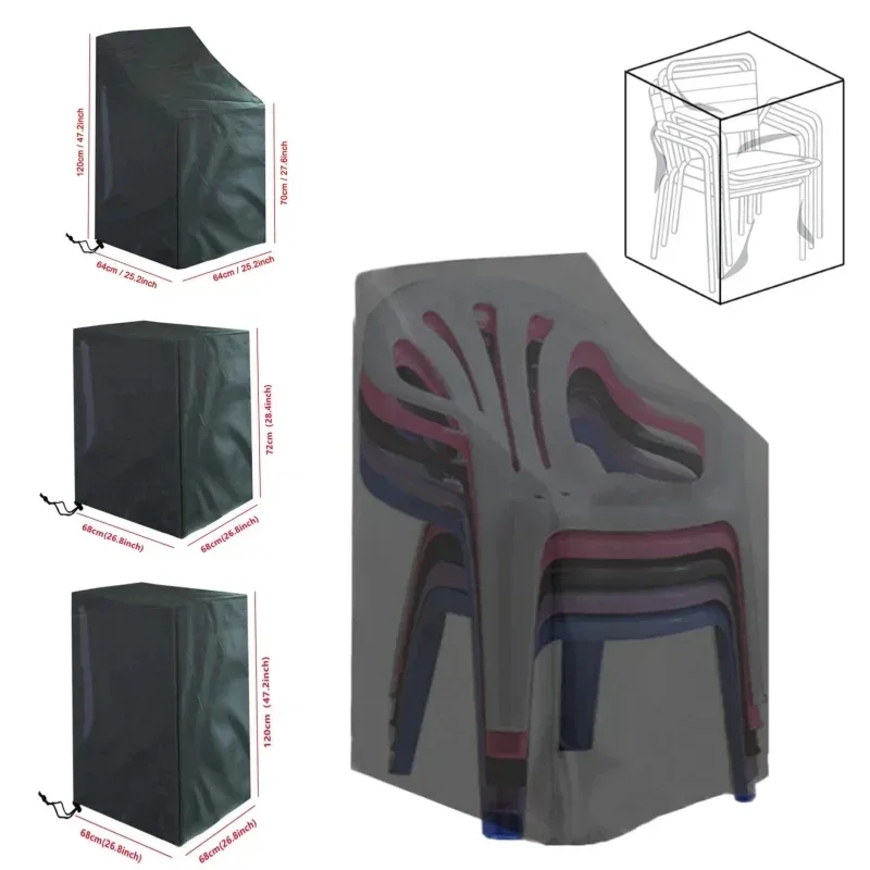 Housse anti-poussière pour chaise empilée, 1 pièce, sac de rangement, protection de meubles de jardin d