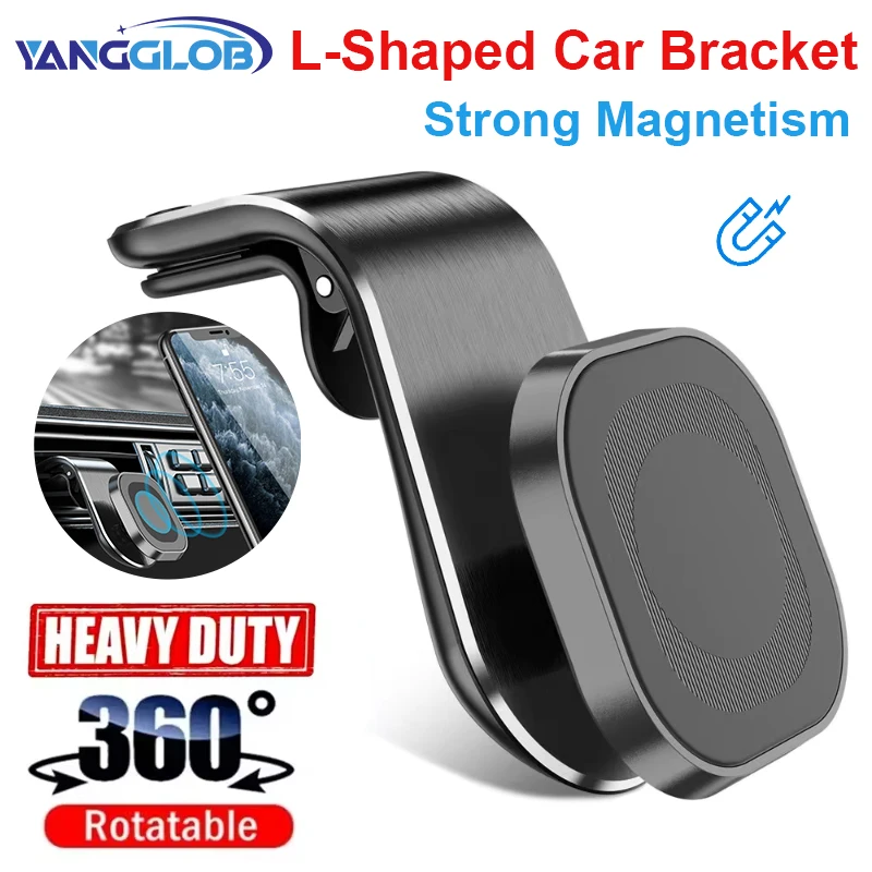 Support magnétique pour téléphone de voiture, fixation sur grille d'aération, rotation 360° ° Support de voiture rotatif pour GPS et smartphone, compatible avec tous les modèles de téléphone