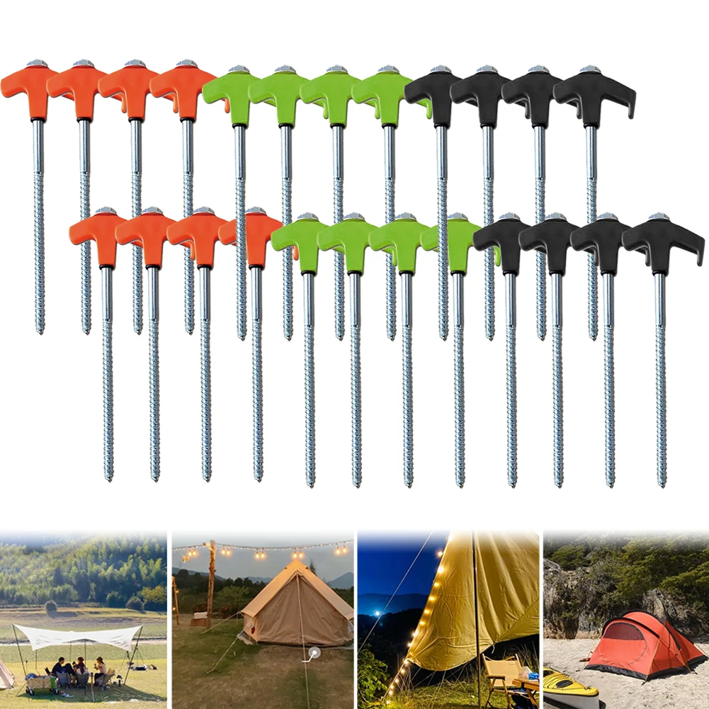 24-teilige Hochleistungs-Spiral schraube mit Innen sechs kant pfählen Boden anker Camping pfähle Zelt boden nagel Hoch leistungs zelt pfahl stifte Image