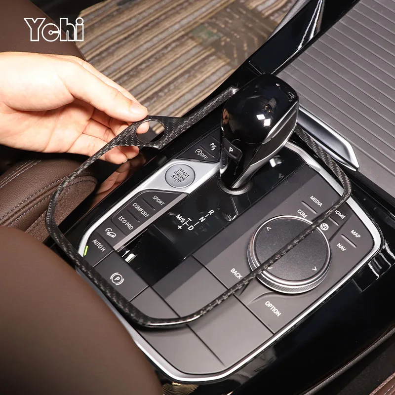 Real Carbon Fiber Für BMW 1 2 3 4 8 Serie F40 F44 G20 G22 G14 G15 G16 19-22 auto Getriebe Panel abdeckung Trim aufkleber Auto Zubehör Image