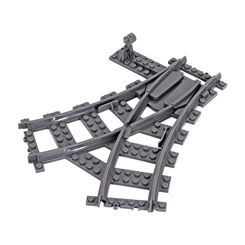 Stadtzüge, flexible Schienen, gegabelte, gerade, gebogene, weiche Schienen, Schienenschalter, Baustein, Ziegel, Kinder, DIY, High-Tech, kreatives Spielzeug Image