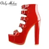 Only maker Frauen Plattform Schnalle Gürtel klobigen Absatz offene Zehen Sandalen knöchel hoch stilvolle Punk modische große Schuhe