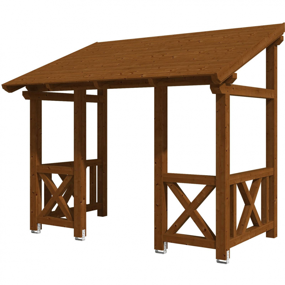 Skan Holz Vordach Paderborn Dach mit Brüstung Nussbaum, Typ 7 Image