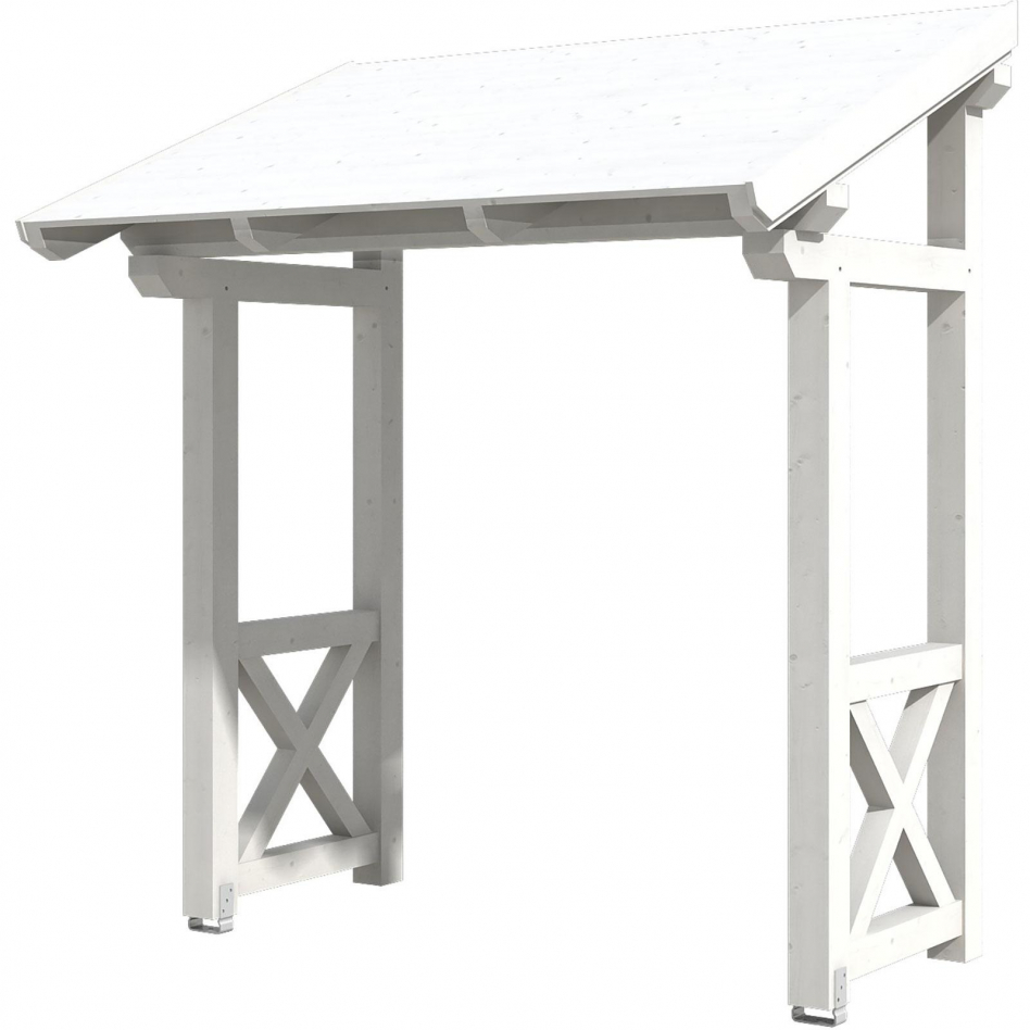 Skan Holz Vordach Paderborn Dach mit Seitenteil Weiß, Typ 4 Image