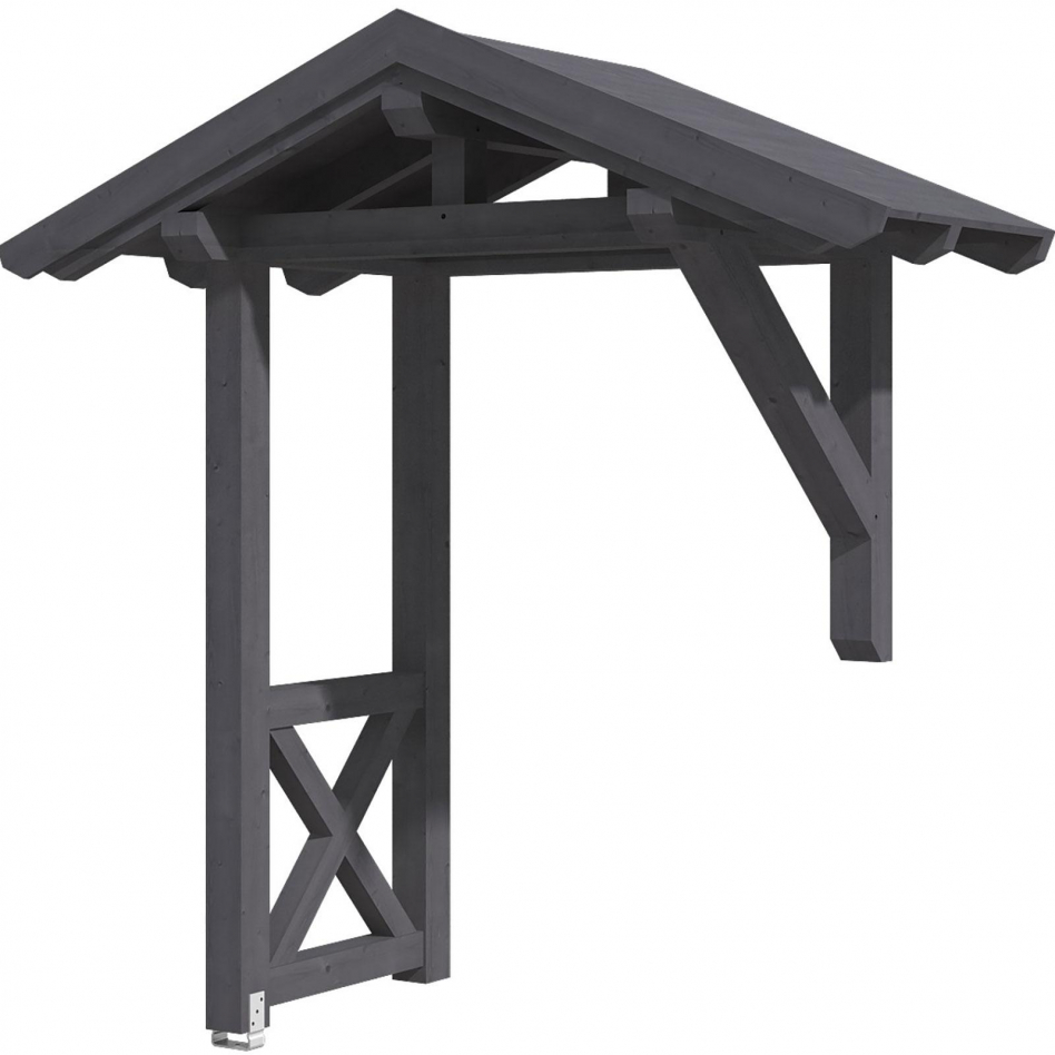 Skan Holz Vordach Siegen Dach mit Seitenteil Schiefergrau, Typ 3 Image