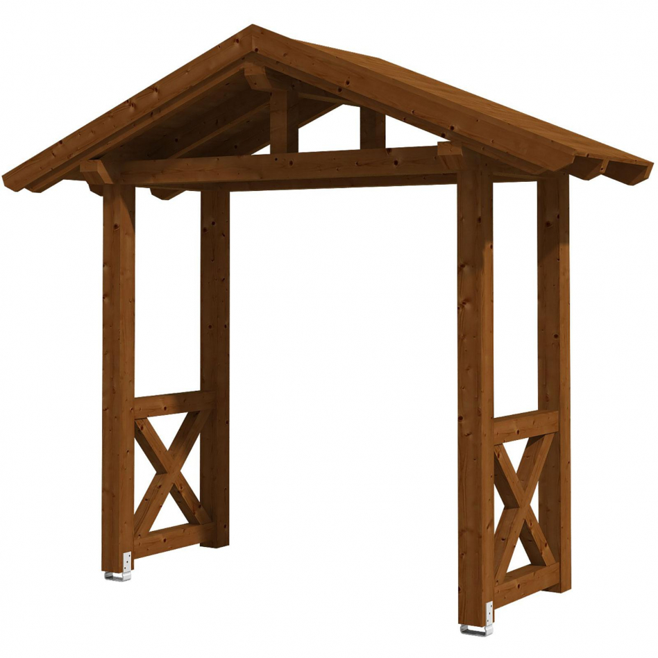 Skan Holz Vordach Stralsund Dach mit Seitenteil Nussbaum, Typ 4 Image