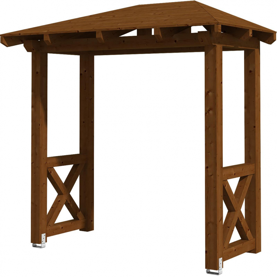 Skan Holz Vordach Wismar Dach mit Seitenteil Nussbaum, Typ 4 Image