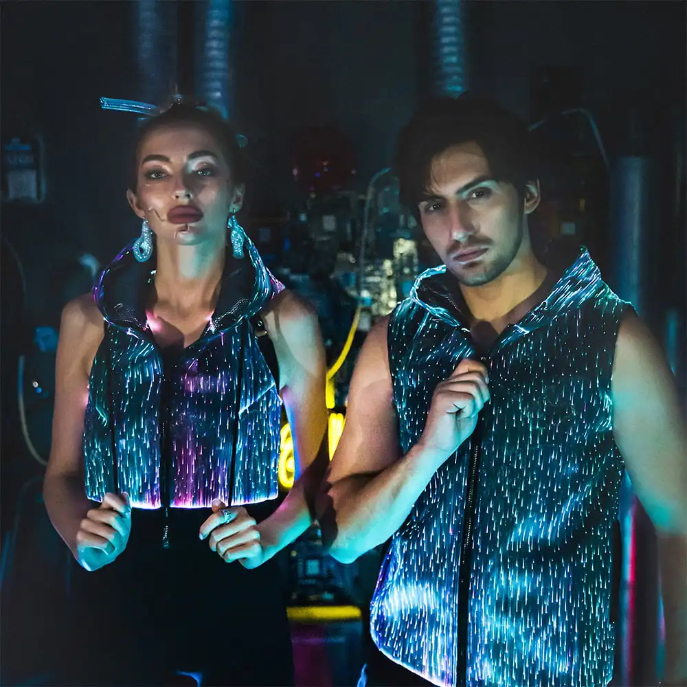 Lumisonata Cosplay Backless Led Licht Hoodie Pullover Luminous Fiber Optic Für Cosplay Kostüme Hip Hop mädchens Zipper Hoodies