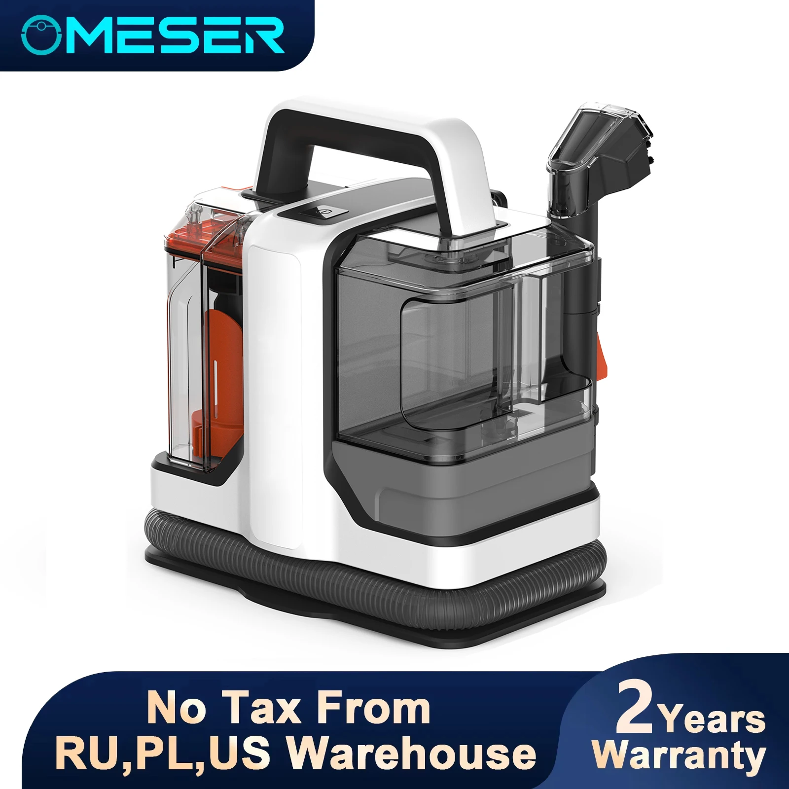 OMESER 750W 15KPa Handstaubsauger für Teppiche Tragbarer Fleckenreiniger für Sofa, Teppich, Vorhang, Autositz mit Integrierter Sprüh- und Saugfunktion Image