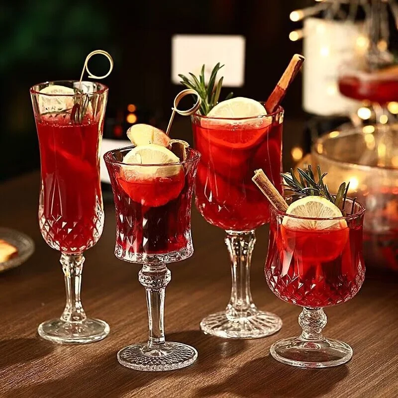 Vintage Kristallglas Spirituosen Becher Tasse Cocktailkelch Graviertes Weinglas Whiskybecher Saftbecher Bierkrug Home Bar Trinkgeschirr Image