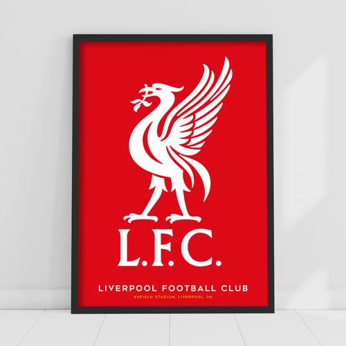 Liverpool Liver Bird Roter Hintergrund Druck – gerahmt A3