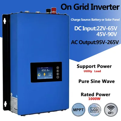 TINGEN 1000W Solar Grid Tie Inverter DC Input 22V-65V/45V-90V AC Output 95V-265V Auto Switch Solar