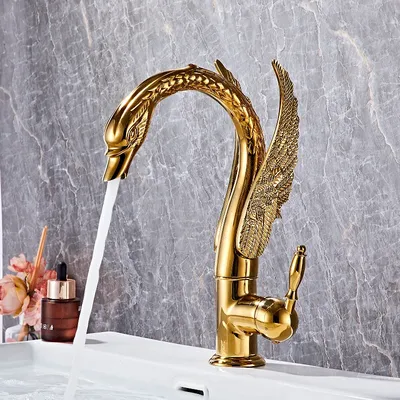 Tuqiu Antique Swan Bathroom Faucet Gold Brass Basin Faucet Mixer Tap Chrome Wash basin Faucet Hot