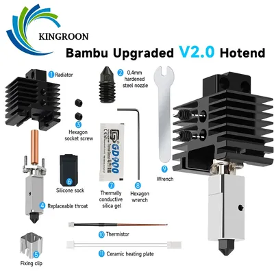 Upgrades For Bambu Lab P1P Hotend Bi Metal Throat Lab x1 Hotend Bi Nozzle P1P Thermistor Hardened