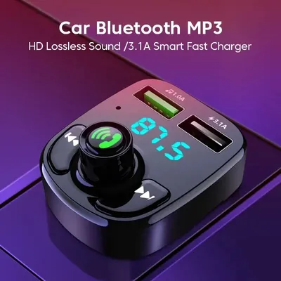 LED MP3 Car Bluetooth FM Hands-Free Bluetooth-compaitable 5.0 Transmitter 3.1A QC3.0 PD Type C Dual