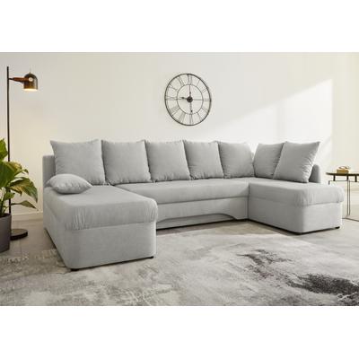 Wohnlandschaft JOCKENHÖFER GRUPPE "Arktis U-Form", grau (hellgrau), B:260cm T:85cm, Korpus: 100% Polyester, Kissen: 100% Polyester, Sofas, mit Schlaffunktion und Stauraum/Bettkasten, Unser Dauertiefpreis, Topseller Image