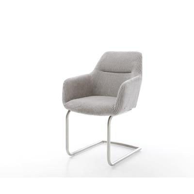 DELIFE Freischwinger Pejo-Flex Cord Silbergrau Freischwinger rund Edelstahl Taschenfederkern, Esszimmerstühle Image