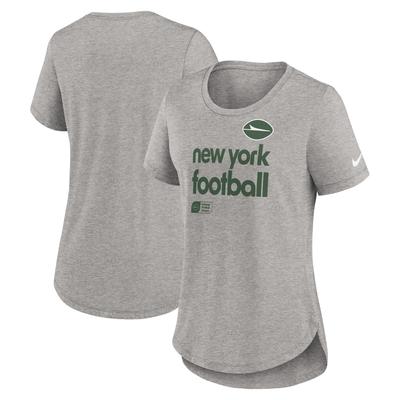 Nike Damen Heather Grey New York Jets Team Shout-Out Tri-Blend T-Shirt Image