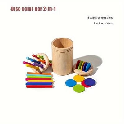 TEMU 2-in-1 Inspired Wooden Sorting Activity - Color And Numeracy Sticks - Ideal Gift For 3 Years And Older