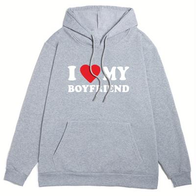 TEMU I Love My Boyfriend Print Hoodie, Cool Sweatshirt For Men, Men's Casual Hooded Pullover Streetwear Clothing For Winter, As Gifts Image