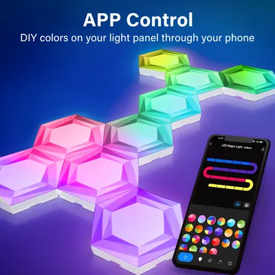 Hexagon LED Panel RGB-IC Smart WIFI Lights Work With Alexa Google Gaming Dream Color Light Music Sync Mood Night Lamp Decoration