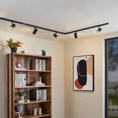 Lindby 1-Phasen-Schienensystem Linaro, GU10, 5-flg., schwarz Linaro Lindby, dimmbar, schwarz, für Flurbereich, Aluminium, Modern Image