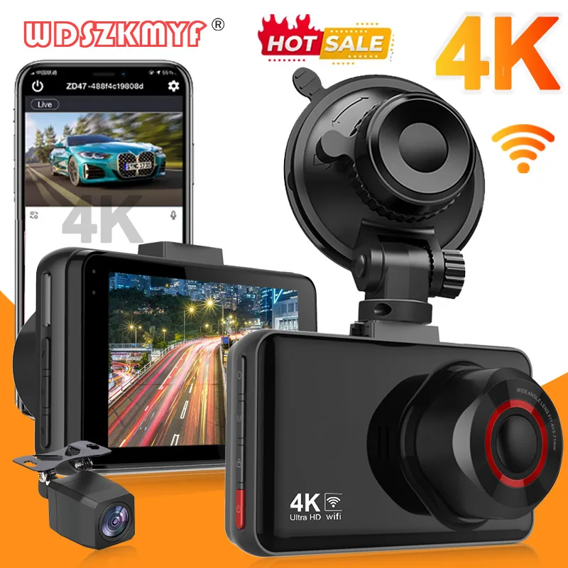 Caméra de Tableau de Bord Avant et Arrière 4K pour Voiture dashcam voiture Enregistreur Vidéo de Véhicule, Moniteur de Stationnement, WIFI camera voitures enregistreur DVR camera de recul