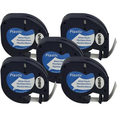 5x Schriftband-Kassette Plastik kompatibel mit Dymo LetraTag LT-100H, 2000, LT-100T,