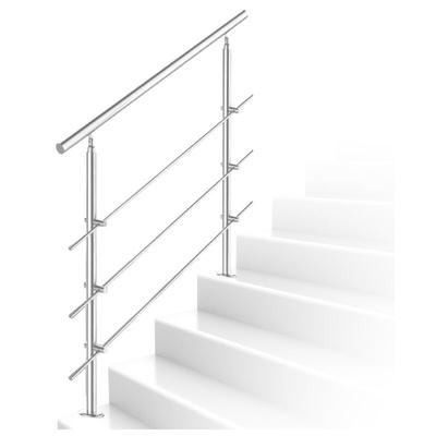 120cm Treppengeländer Edelstahl Handlauf Geländer für Treppen Brüstung Balkon 3 Querstreben, Innen Image