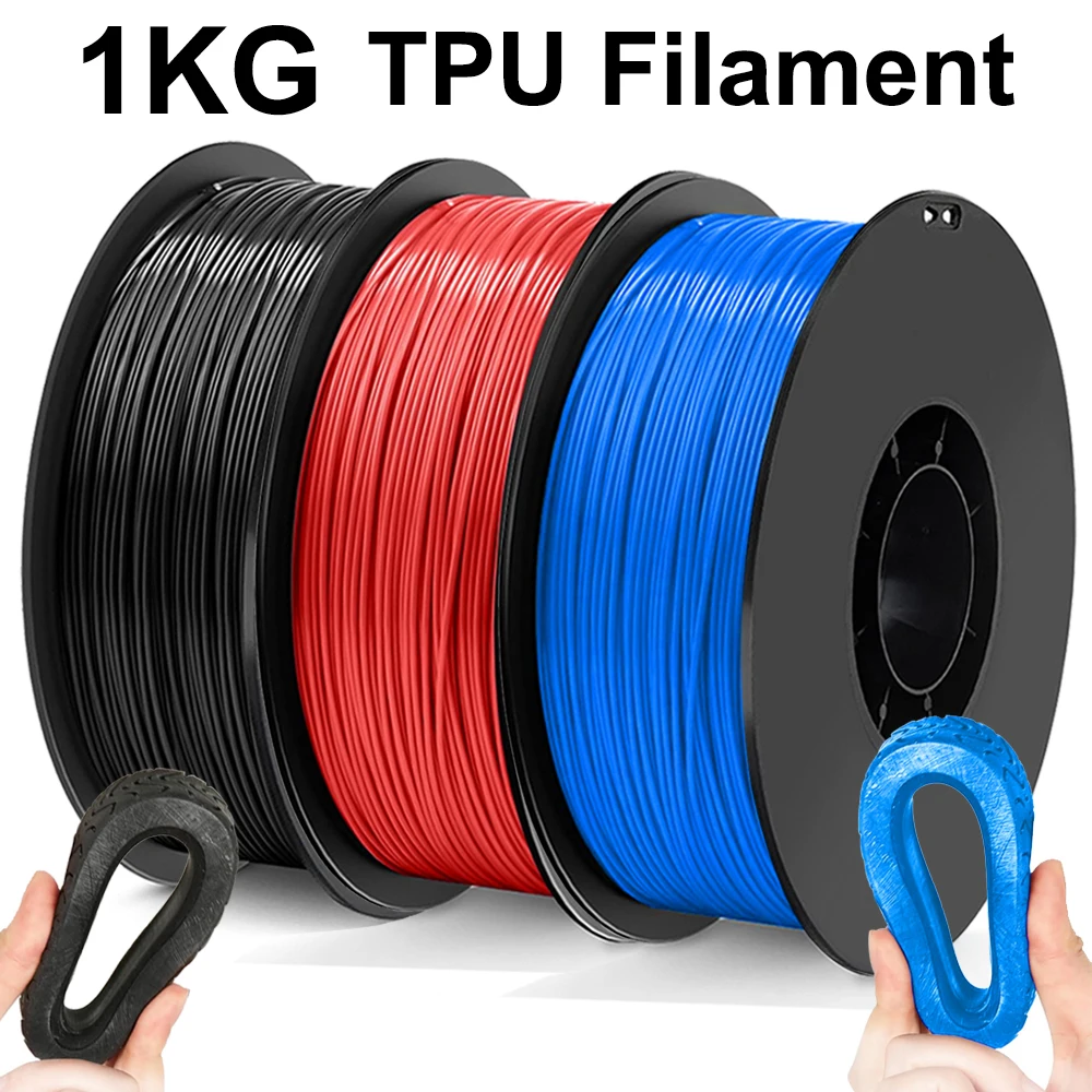 TPU elastisches flexibles 3D-Drucker-Filament 1,75 mm 95 A 98 A Gummimaterial 1 kg/Rolle Flex schwarz blaues Filament für den 3D-Stiftdruck Image