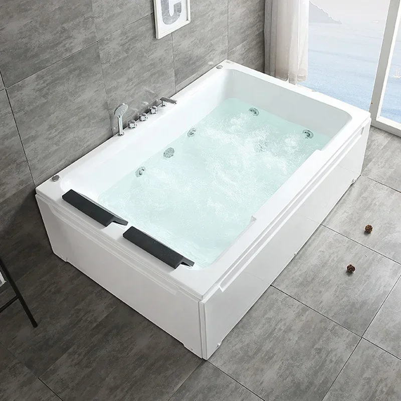 2-Personen-Massage-Acryl-Badewanne, freistehend, Jakuzi Hot Water SPA Whirlpool mit Schaumbad, Wasserfall-Unterstützung für drinnen Image