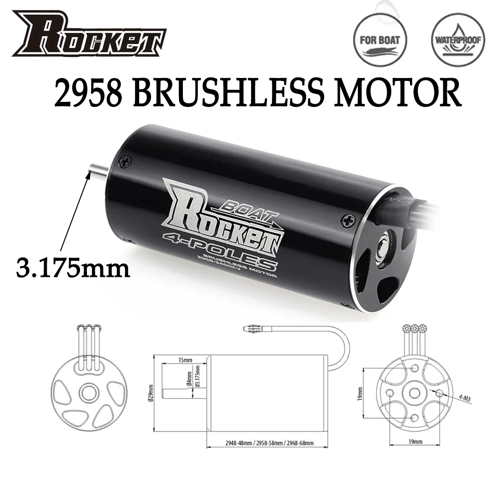 Übertreffen Hobby Rakete-RC 600 bürstenlosen sensor losen Motor 6500kv 4950kv 4480kv 4200kv 3380kv 4-polig für 800-mm RC Boot RC Auto
