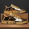 Marke Mode Spiegel Luxus Schuhe für Männer Frauen Glitter Leder Schuhe Casual Männer Goldene Designer Schuhe Männer Turnschuhe Große Größe 46