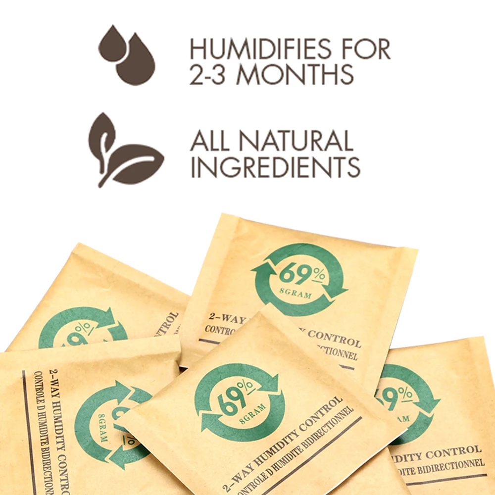 69% rh 2-Wege-Zigarren-Feuchtigkeitsregel paket 8 gramm Humidor-Luftbe feuchter Gerät Zigarren-Feuchtigkeit absorber für kleine Vorrats behälter Image