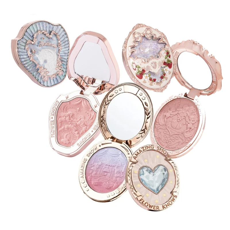 Flower Knows Makeup Einhorn Erdbeere Rokoko geprägtes Rouge auf natürlicher Wange Mattes, langanhaltendes Rouge-Make-up 6 Farben 5 g Image