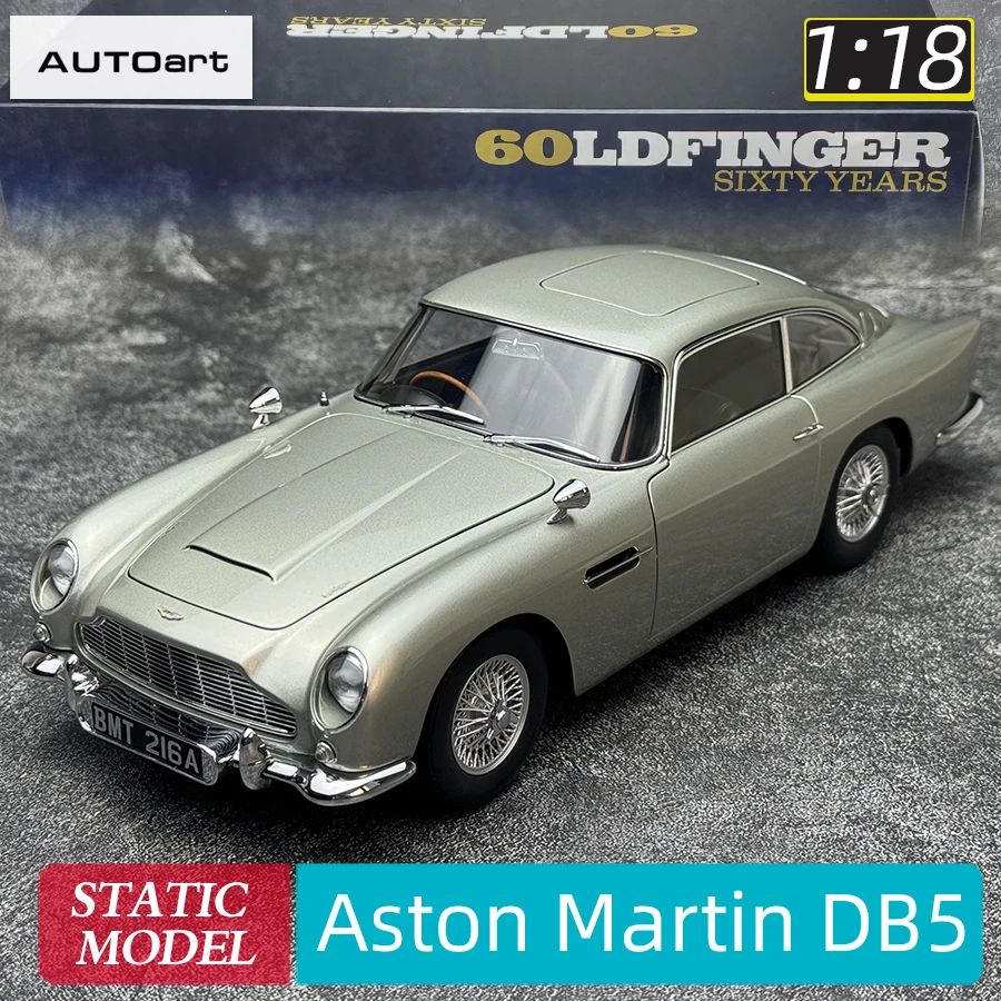 Autoart 1/18 FÜR Aston Martin DB5 „Goldfinger“ (Silber) ABS-Tür, vollständig geöffnetes Sportwagenmodell, statische Dekorationskollektion Image